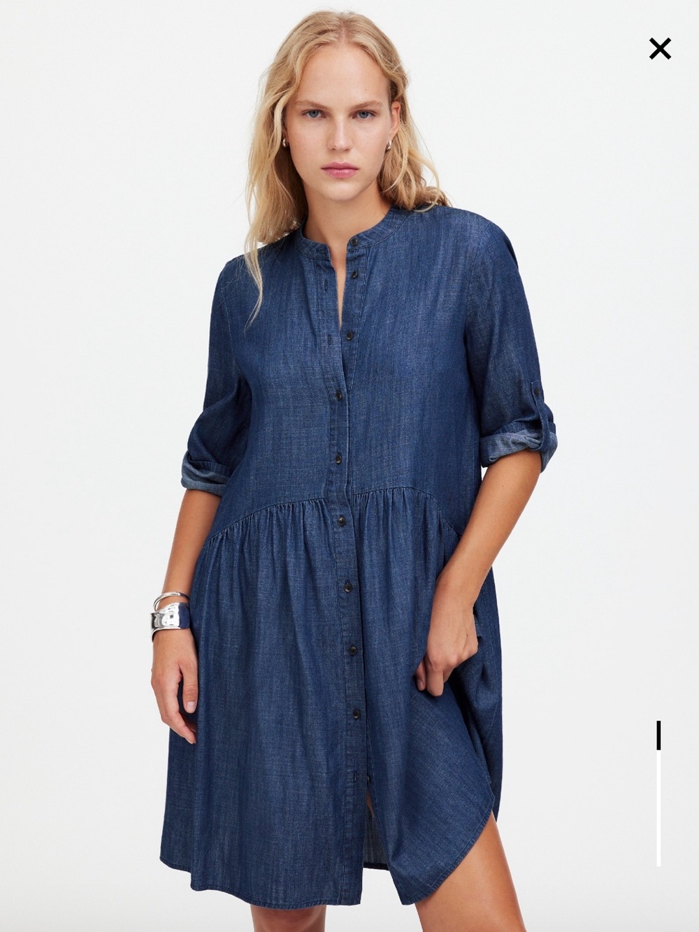 Madewell Indigo Denim Button-Front Mini Dress